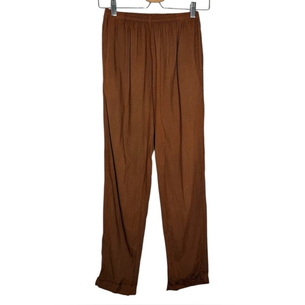 Me & Arrow Canyon Brown Bamboo Cotton Pull On Cuff Pants - Small